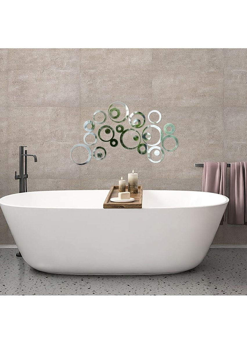 Дзеркальний акриловий декор самоклеючий 24шт срібло для інтер'єру стильні наклейки для стін Sticker Wall (372803518)