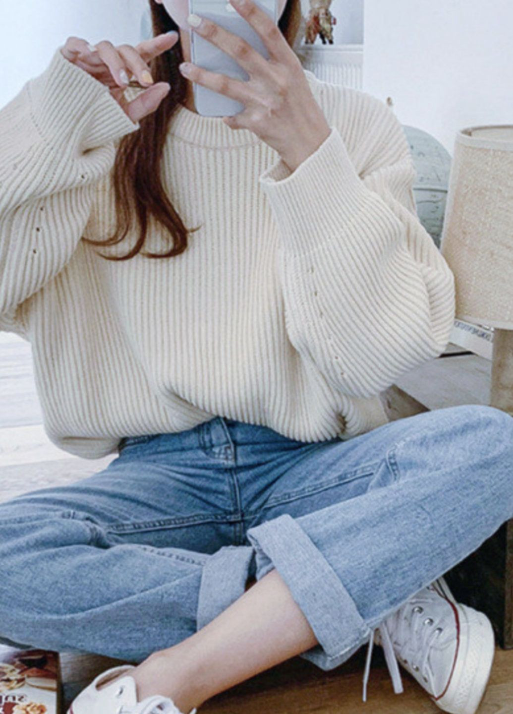 Молочний зимовий светр оверсайз жіночий софт jinjiaxian розмір s молочний джемпер No Brand