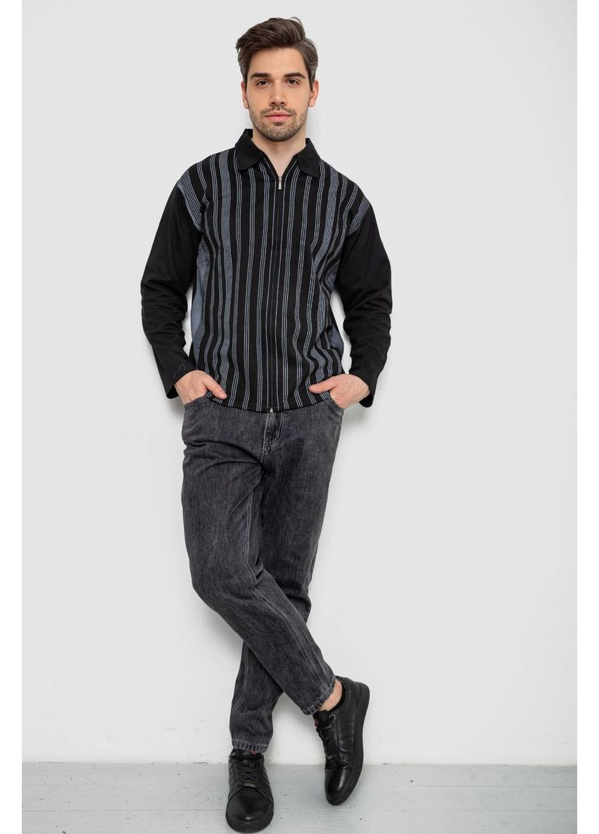 Кофта чоловіча на блискавці в смужку, колір темно-синій, 238R123 Ager (369973523)