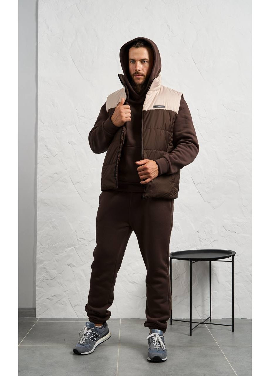 Темно-коричневый зимний костюм мужской тройка Garna