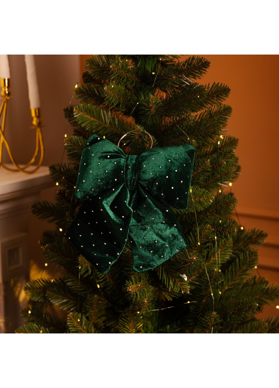 Бархатный бант для декора со стразами на елку 25×35 (см) Зеленый CR-2-12 Yiwu (371391702)