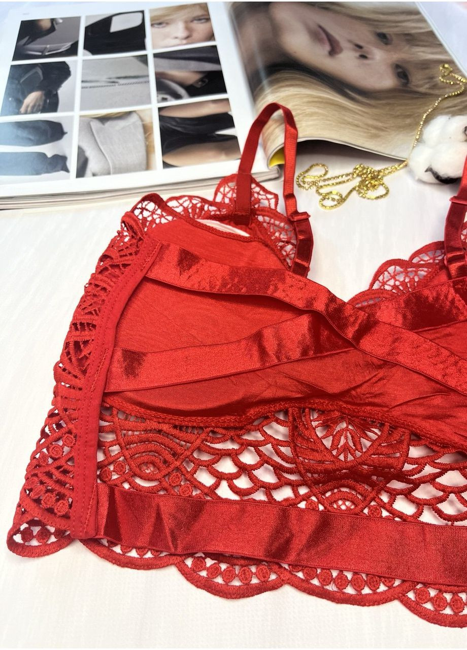 Красный топ топ кружевной No Brand без косточек