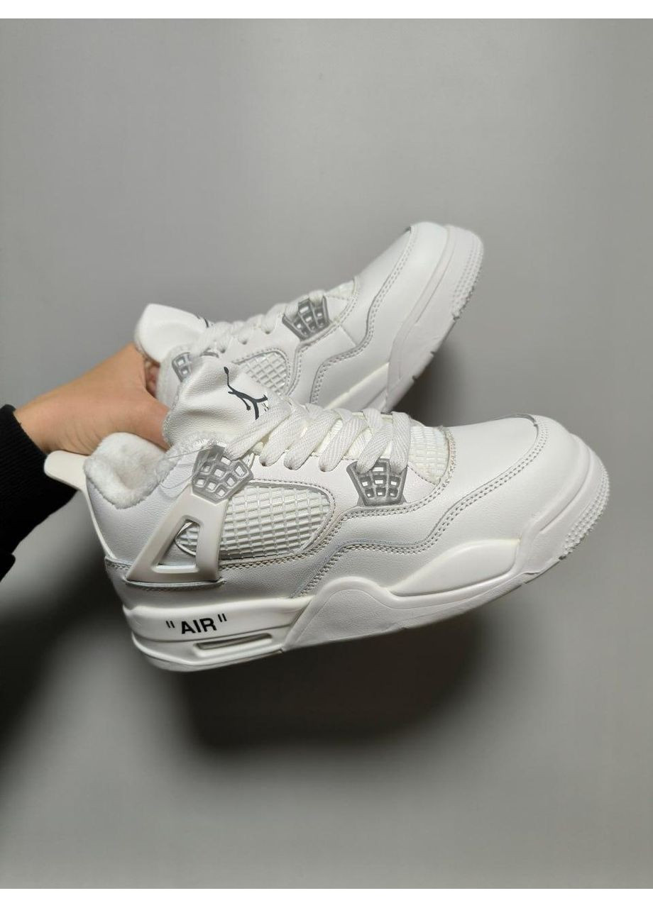 Белые зимние кроссовки мужские nike air jordan 4 retro white fur найк аир джордан No Brand