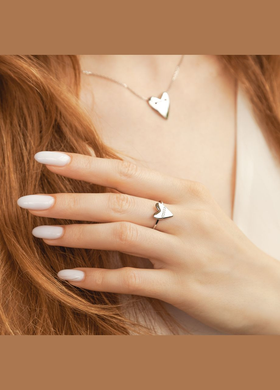 Комплект серебряный Лаконичность объемное кольцо и колье с капелькой No Brand (354710677)