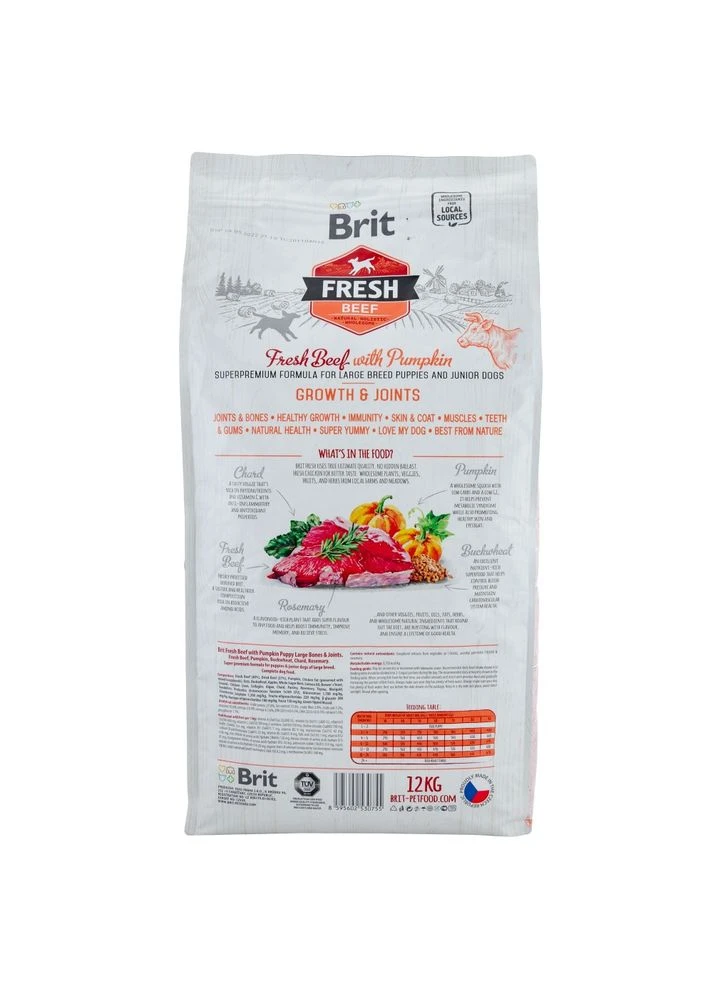 Сухой корм для щенков крупных пород Beef/Pumpkin Puppy Large с говядиной и тыквой 12 кг Brit Fresh (384723454)