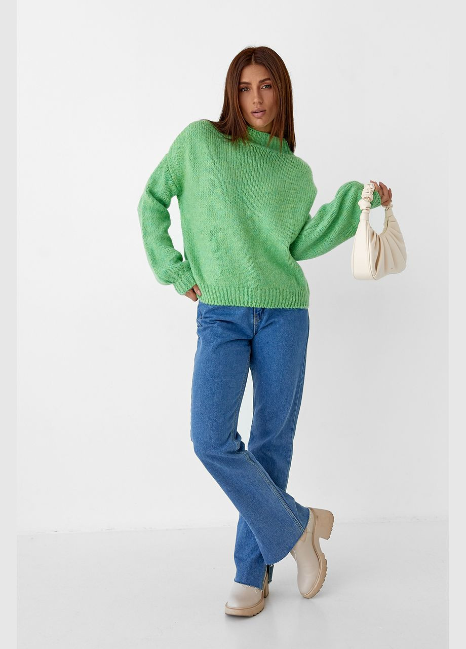 Салатовий зимовий светр жіночий однотонний вільного фасону 6700 Lurex
