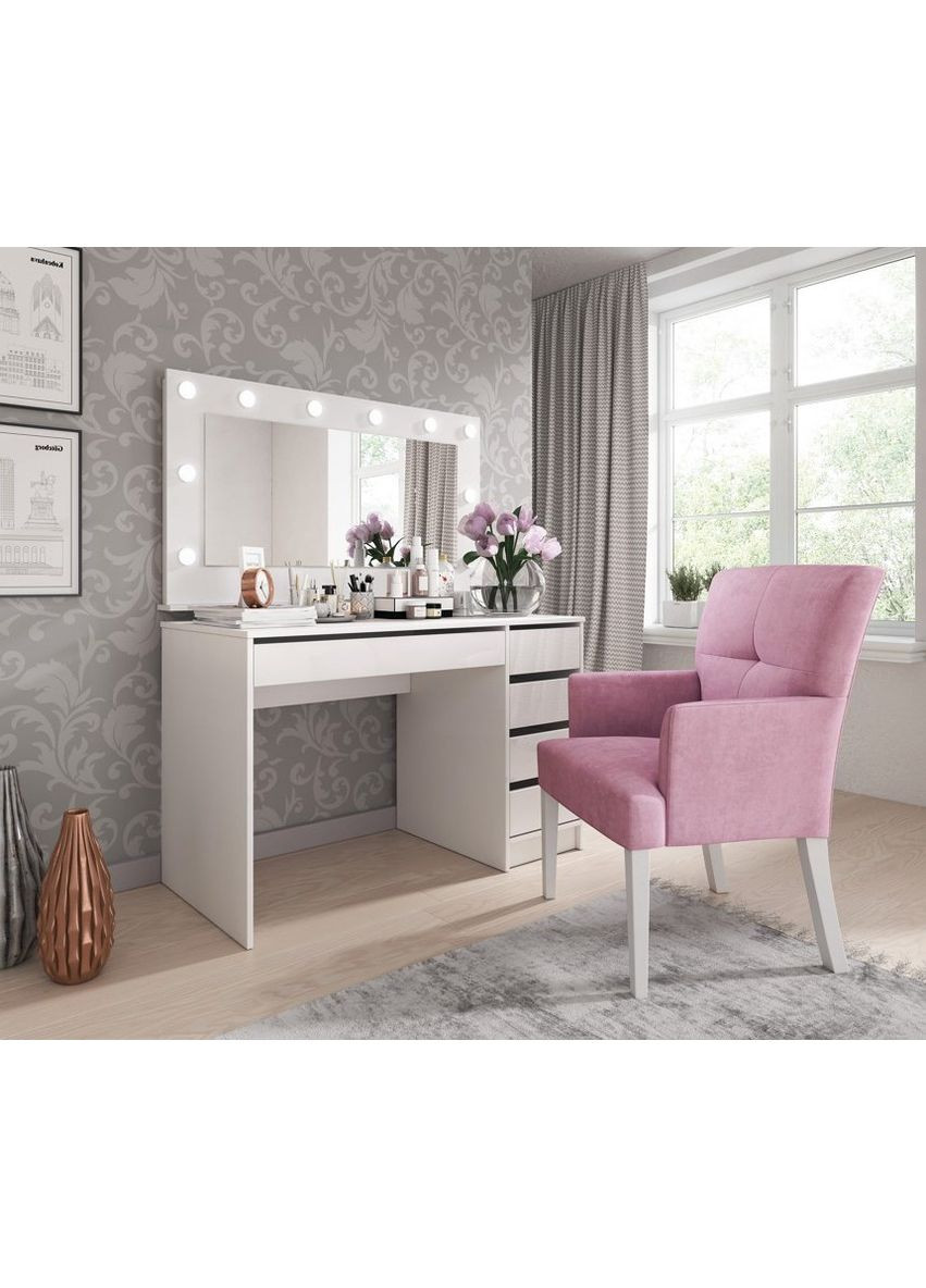 Стіл туалетний письмовий Ада / Ada 5S/120 з 5 шухядами Білий глянець 55х120 см. Perfect Home (372178870)