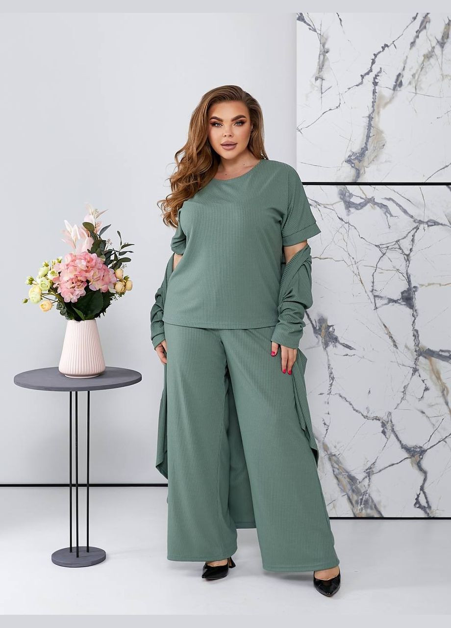 Жіночий костюм трійка колір оливка New Trend (304645821)
