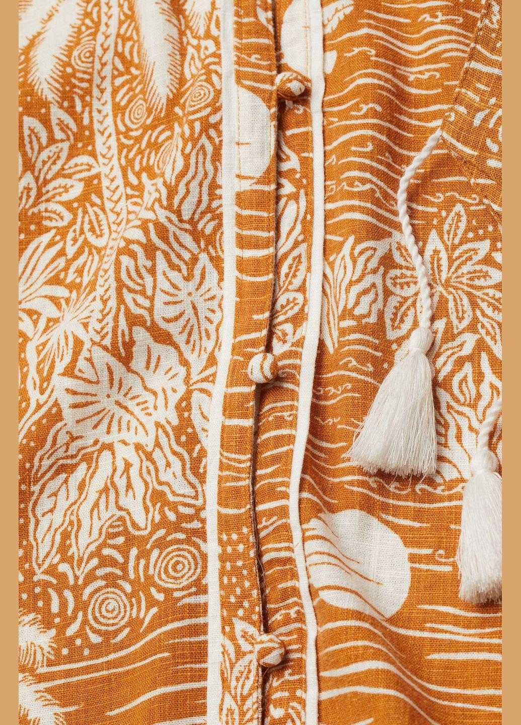 Гірчична сукня льон бленд H&M з малюнком