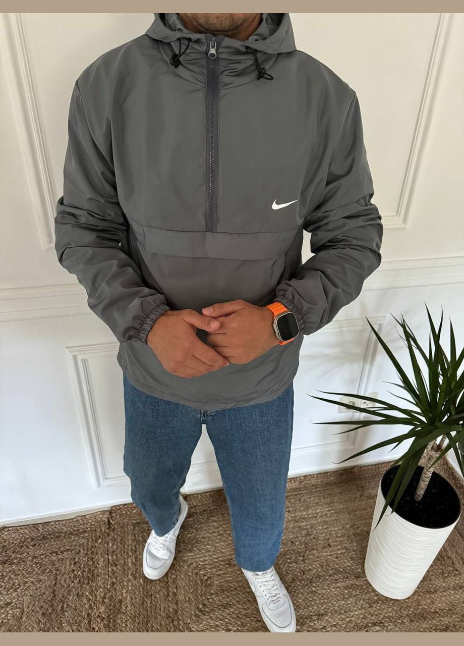 Серая демисезонная ветровка No Brand