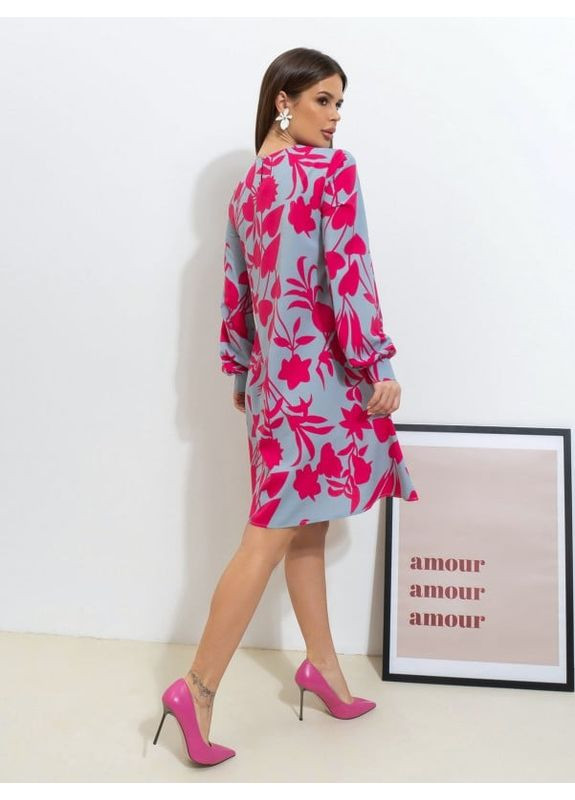 Комбінована сукня 14512 мультиколор ISSA PLUS однотонна