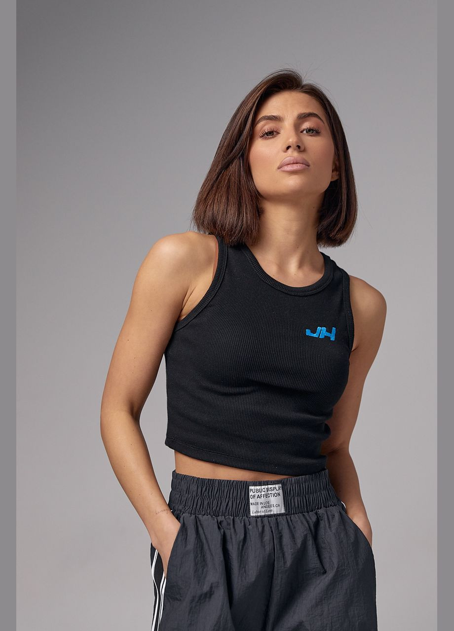 Майка жіноча в рубчик з вишивкою JH Lurex — 284116484