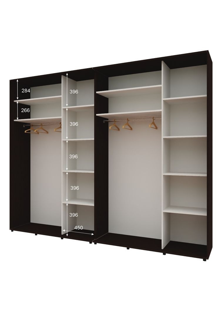 Шкаф-купе четырехдверный Комфорт Мебель 320*60*210 см Венге 4 двери Зеркало Стандарт Комфорт Меблі (360438532)