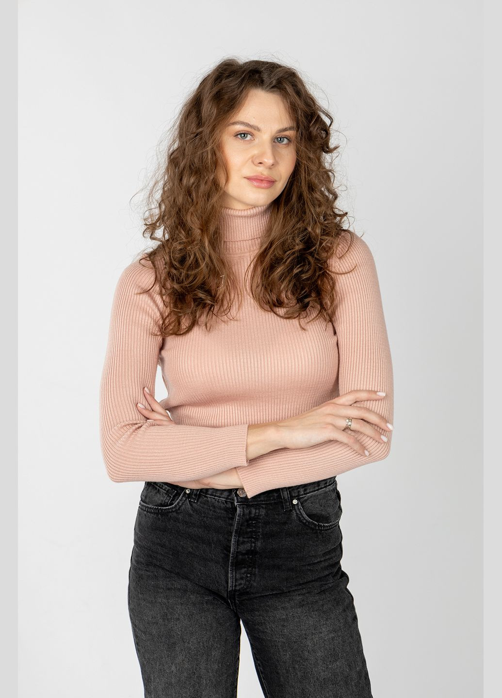 Женский гольф цвет пудровый ЦБ-00233474 Miss rounge (282924836)