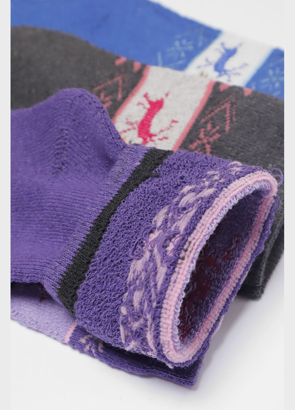 Комбинированные набор носков женских махровых 3 штуки Let's Shop рисунки (304726502)