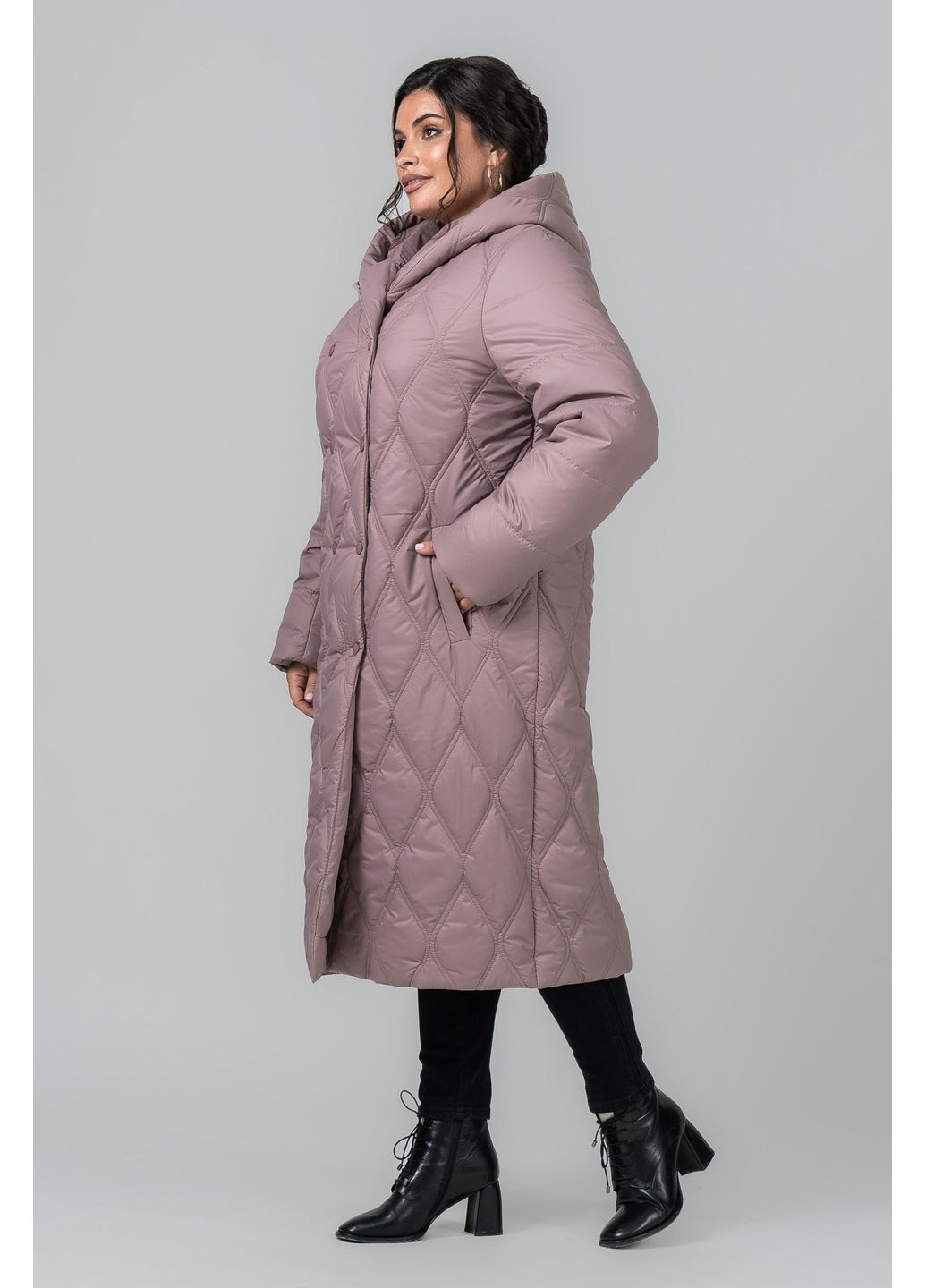 Рожева демісезонна пальто напівприлеглого силуету all posa (ap102012p) A'll Posa