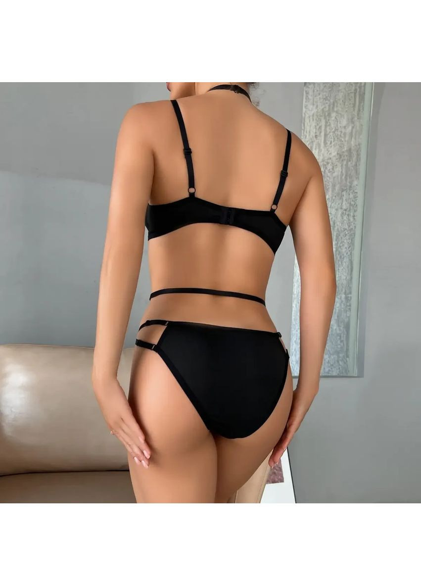 Мереживне сексуальне боді з кісточками та кнопками в зоні паху. Сексуальне боді чорного кольору L China (360861686)