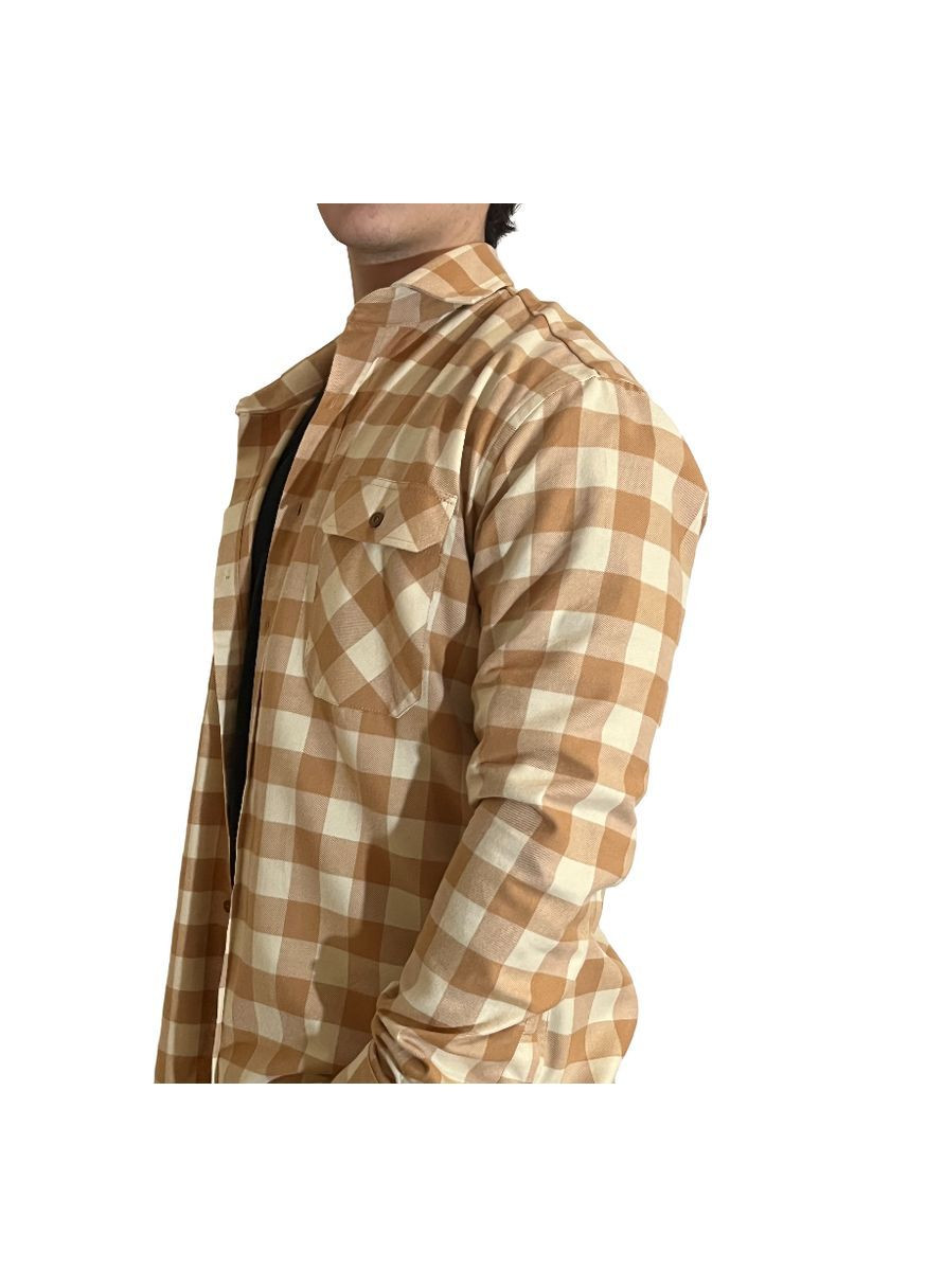 Бежевая кэжуал рубашка в клетку No Brand