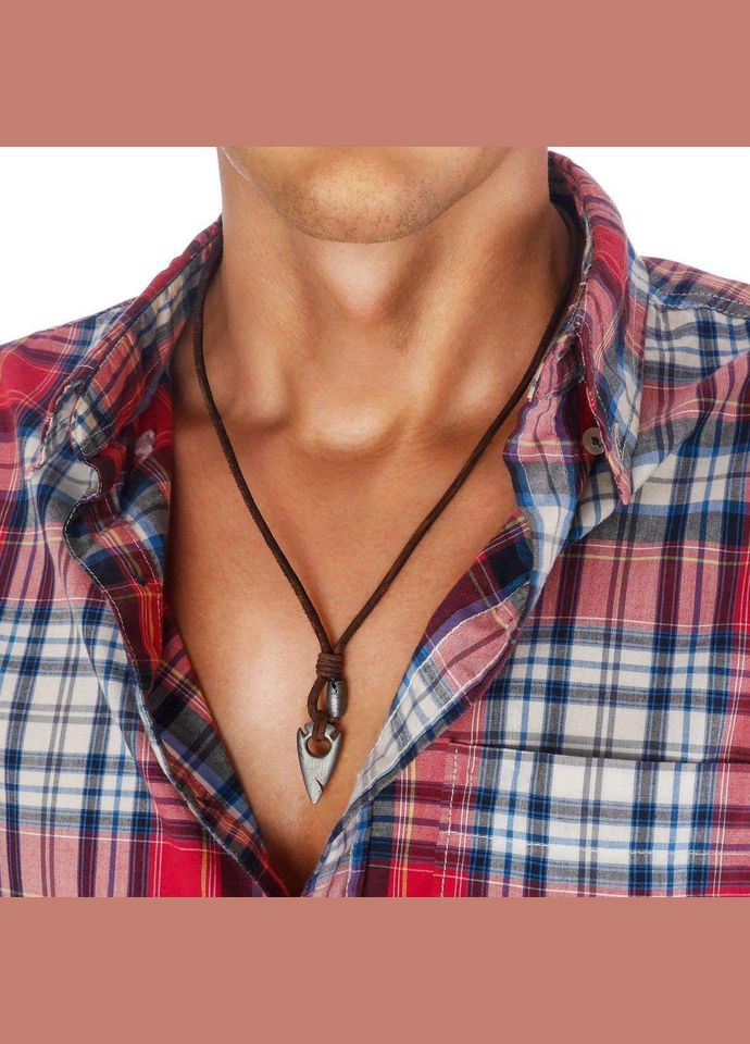 Чоловічий шкіряний коричневий шнурок із підвіскою "Наконечник стріли" LN441 Local League (334000192)