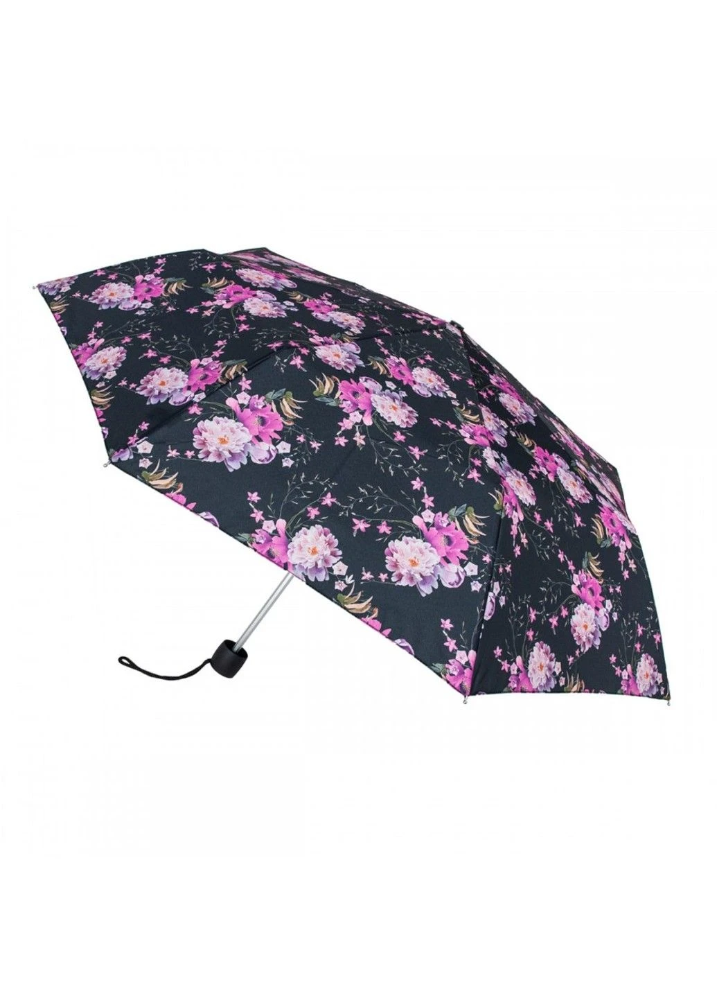 Чёрный зонт женский механический l354-041666 minilite-2 delicate floral (нежные цветы) Fulton средний (317169265)