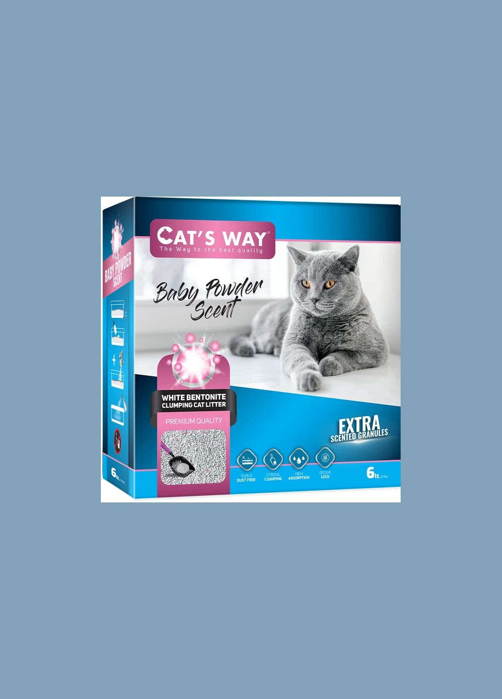 Бентонитовый наполнитель BOX детская присыпка + розовые гранулы, 6л коробка (*) Cat's Way (315355811)