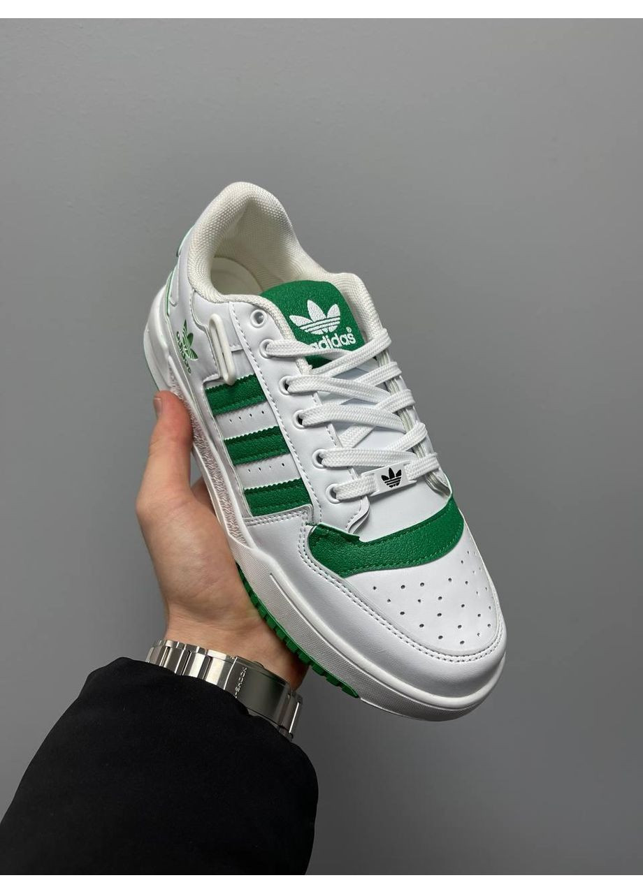 Серые демисезонные кроссовки мужские adidas new low forum white green адидас No Brand