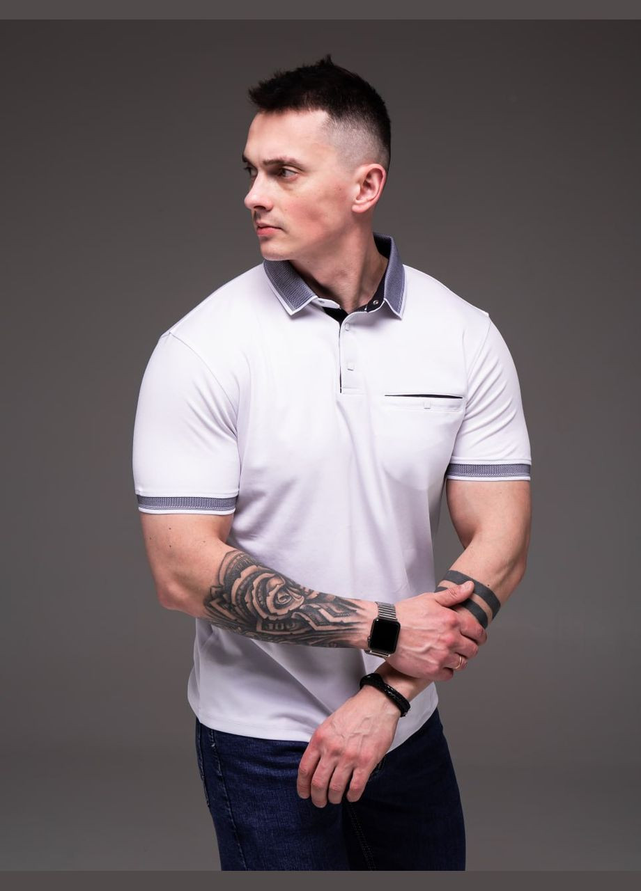 Біла базова футболка-поло з коротким рукавом Vakko