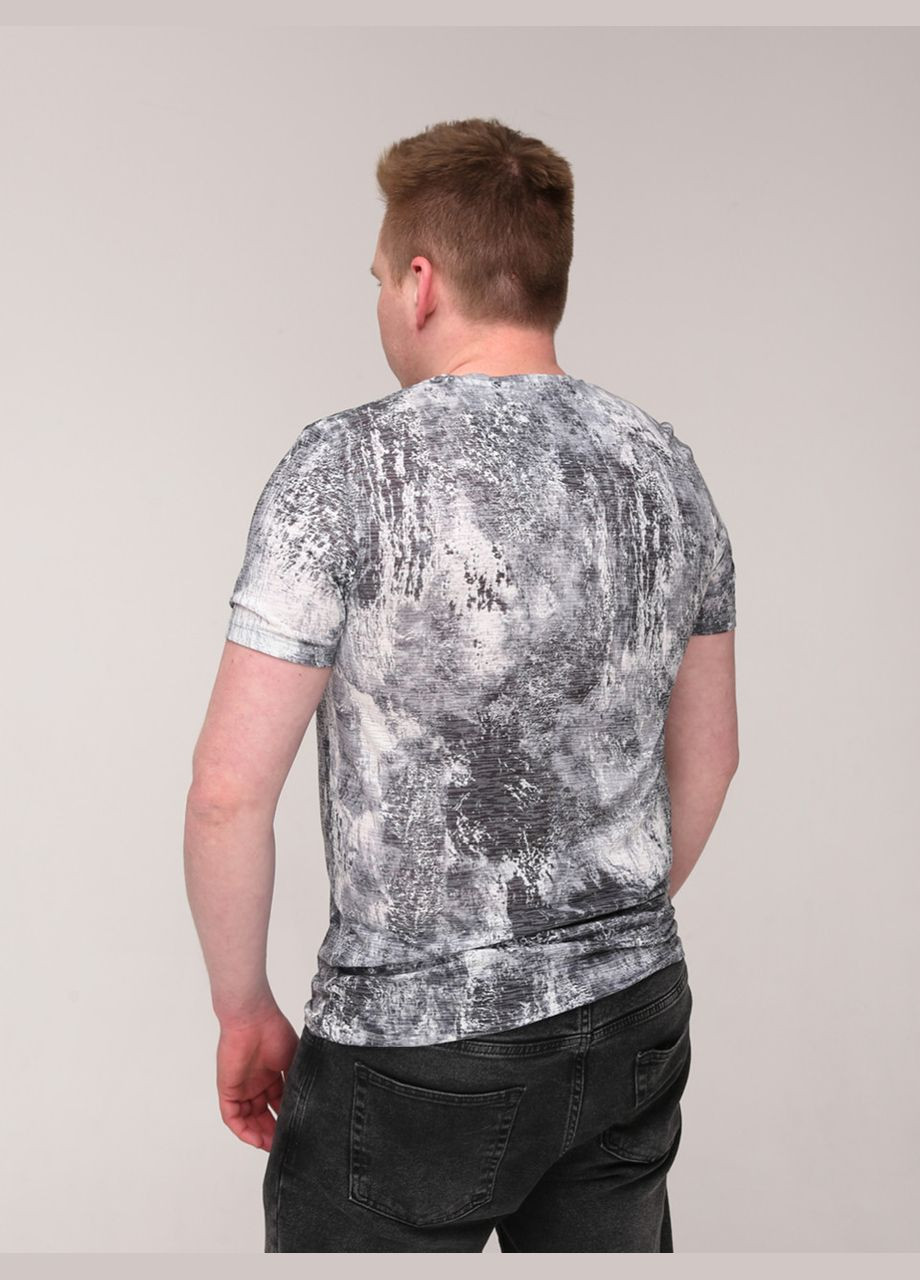 Чорно-біла футболка чоловіча чорно-біла тонка з коротким рукавом Jean Piere Пряма