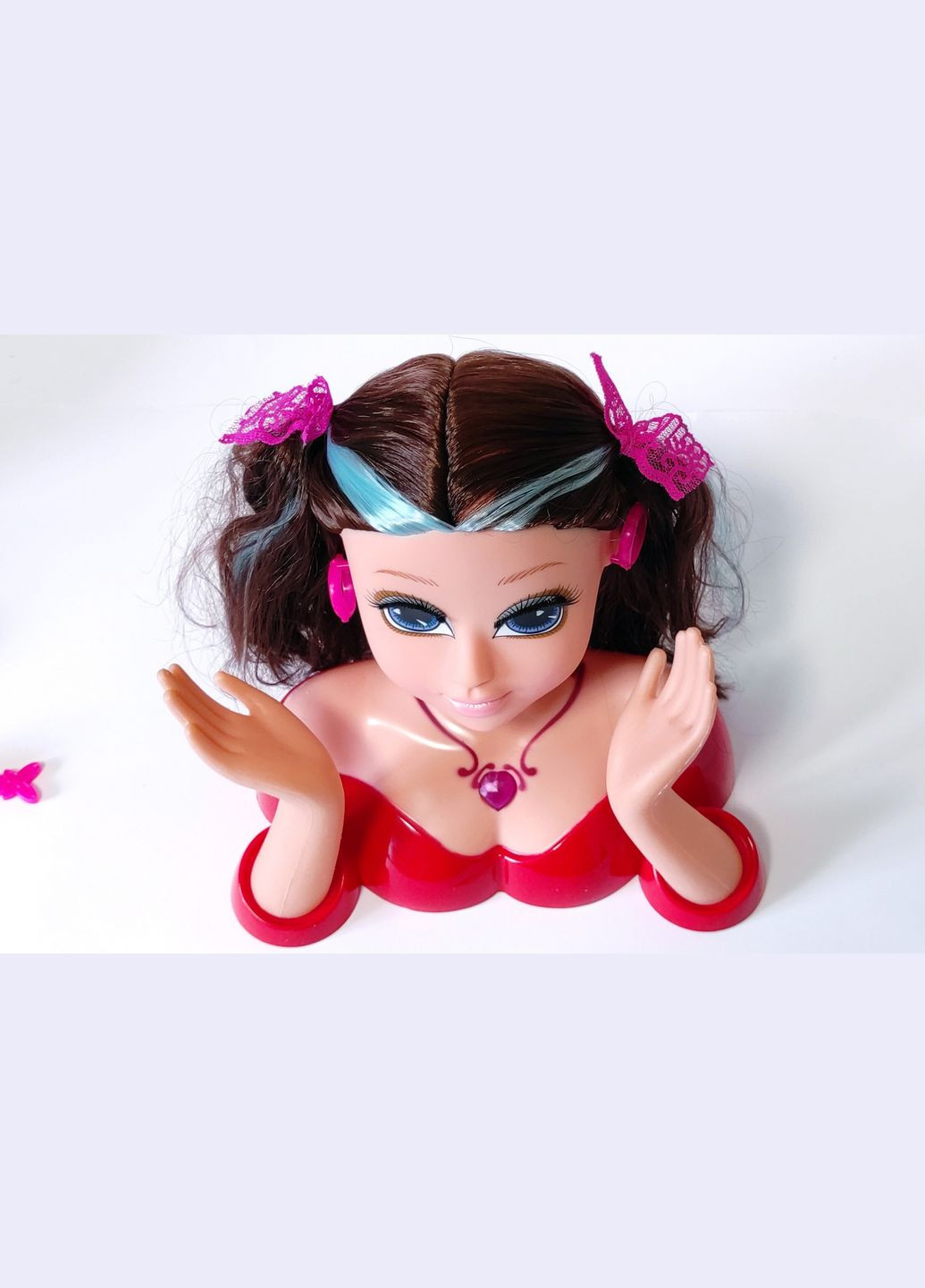 Голова куклы манекен для причесок и макияжа с аксессуарами игровой набор с куклой в красной одежде. Belle (316318985)