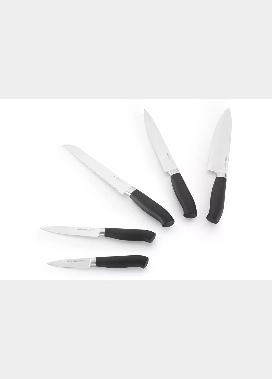 Набір ножів Black Mars з дерев'яною підставкою 6 предметів (AR2020SW) Ardesto чорний,