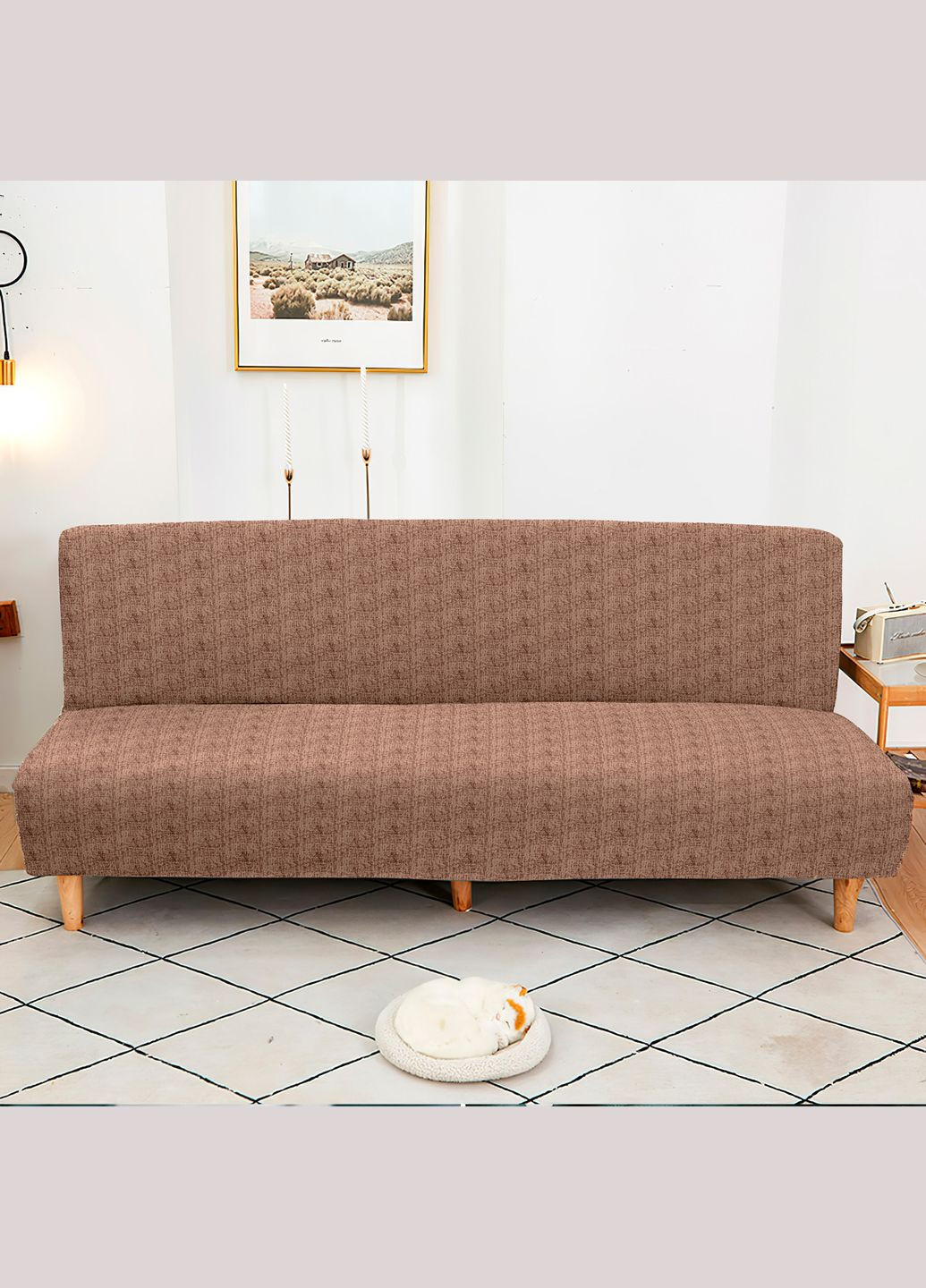 Универсальный трикотажный чехол на диван-книжку 102-3 (A-025330) Love You (339103079)