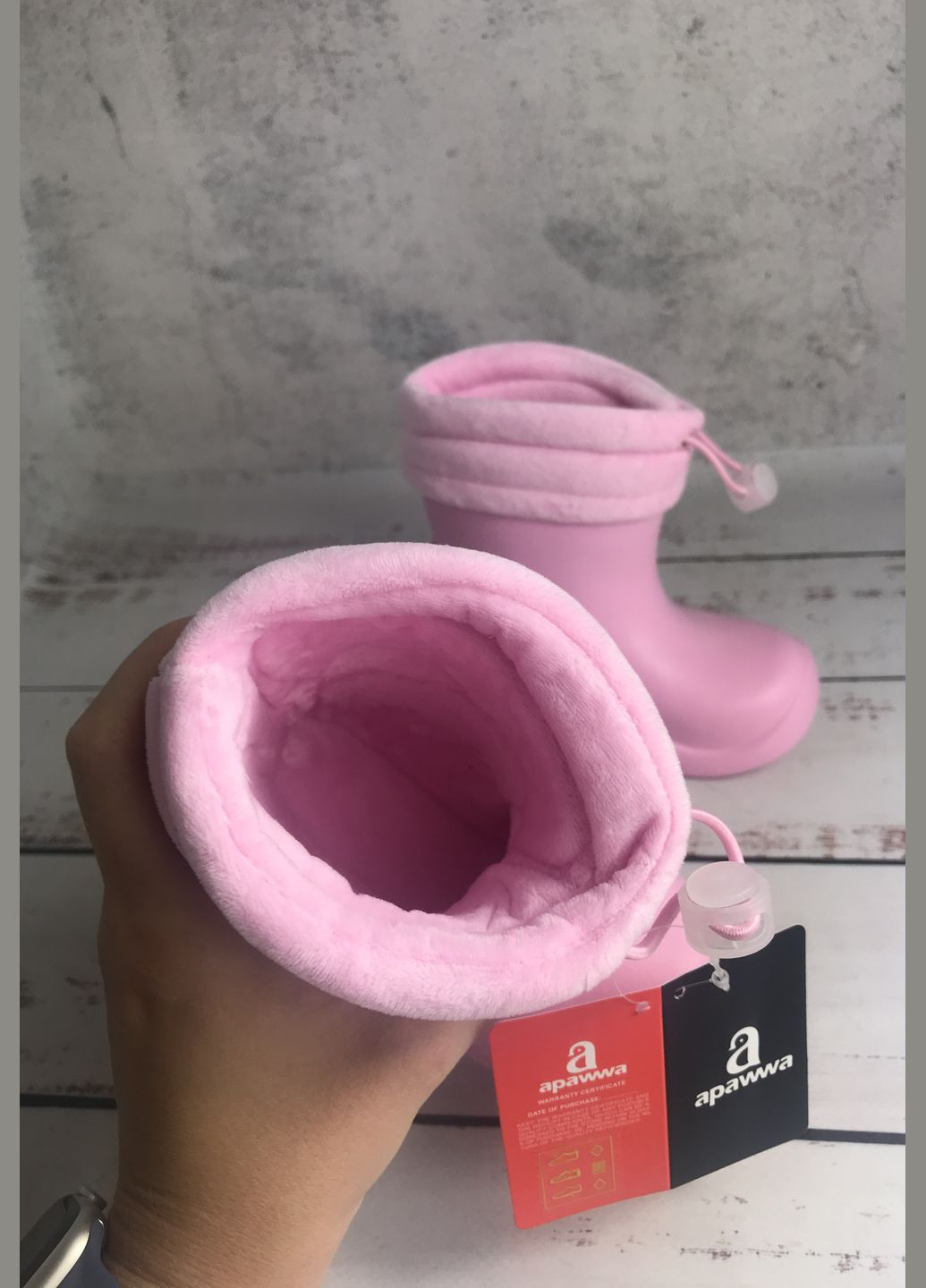 Розовые резиновые сапоги детские для девочки розовый (586) Apawwa На резинке