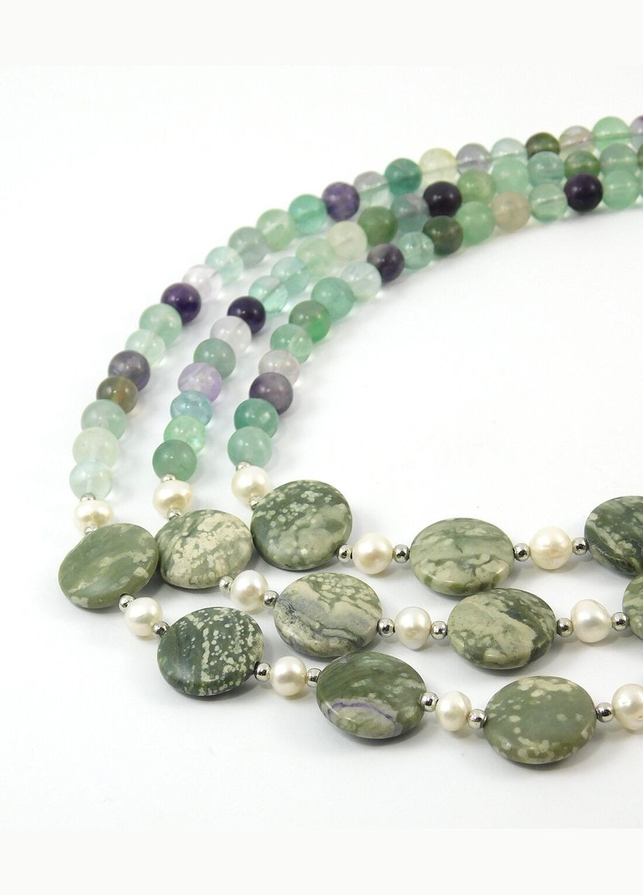 Ожерелье "Эллипс" Жемчуг, Яшма, Флюорит Fursa fashion (326004532)