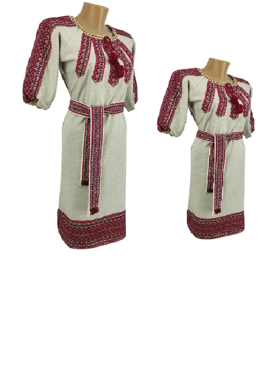 Бежева лляне плаття вишиванка для дівчинки бежеве 146 152 158 164 (366080091)