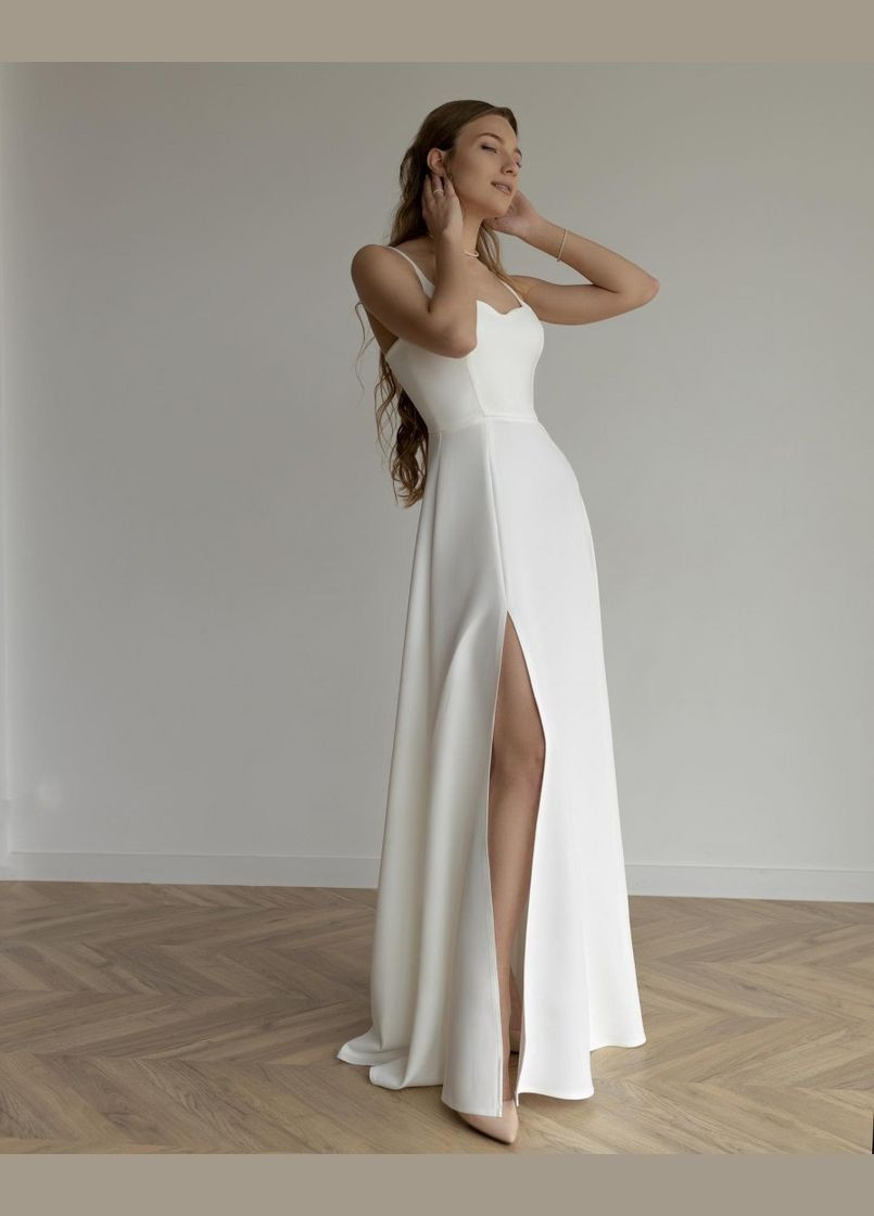 Білий вечірня плаття а-силует, з спідницею-сонце Vintage однотонна