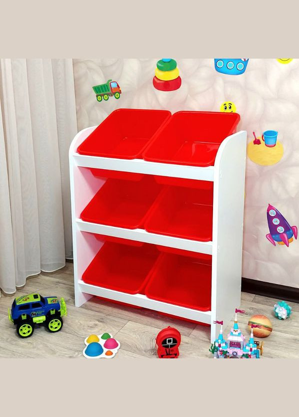 Органайзер для дитячих іграшок на 6 контейнерів по 8 л No Brand (341537946)