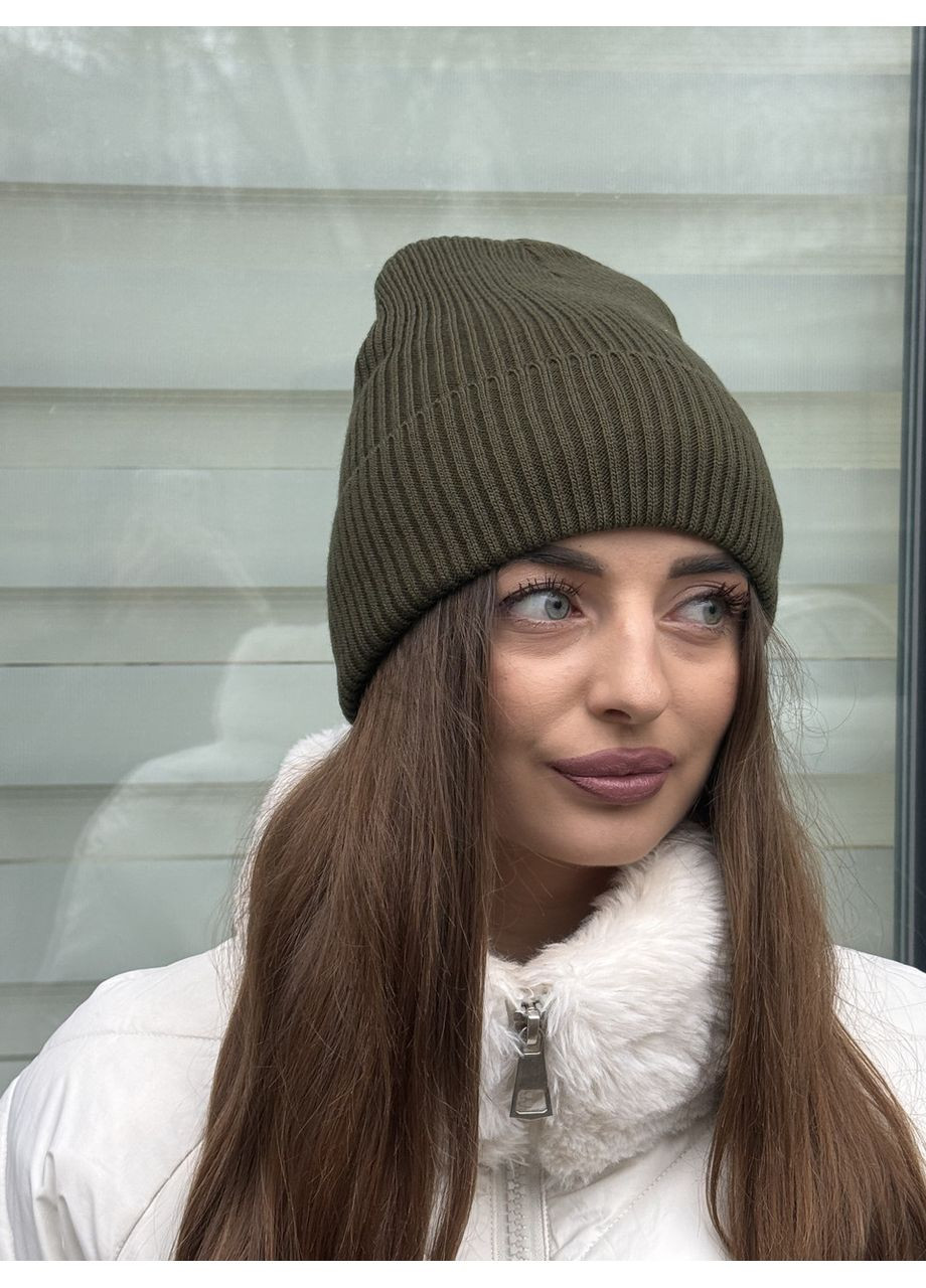 Шапка жіноча зимова з флісом молочна No Brand (369176245)