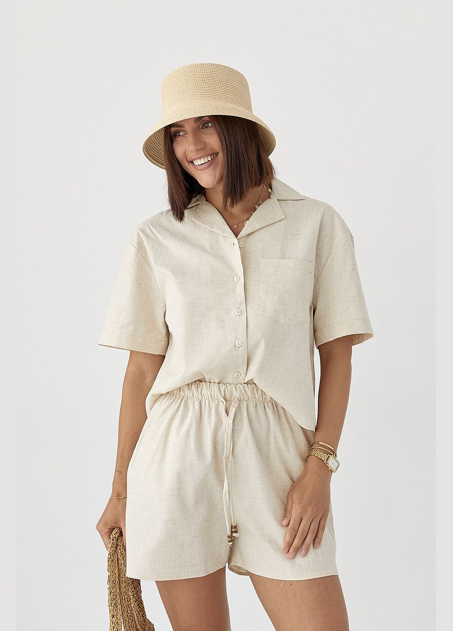 Льняний костюм із сорочкою та шортами Lurex (337701834)