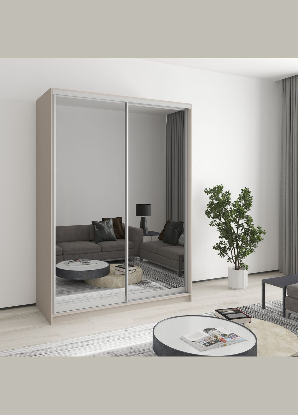 Шкаф-купе двухдверный Комбо AL 2 Зеркала 150x60x210 см (MBS-2806) MebelStar (346288531)