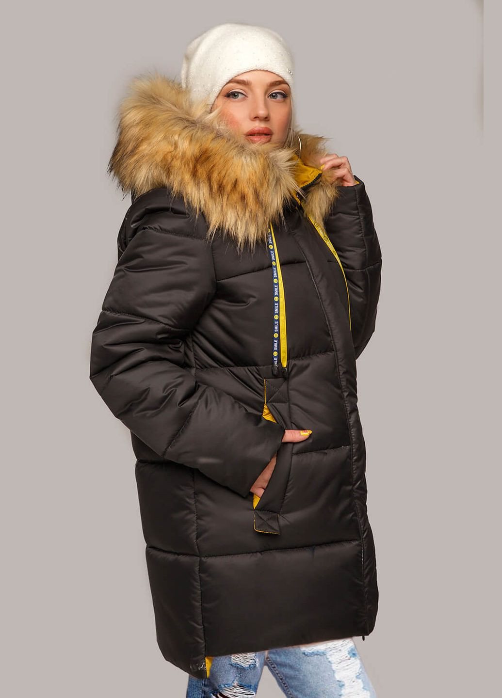 Комбинированная зимняя куртка лиза (01097-black44) MioRichi