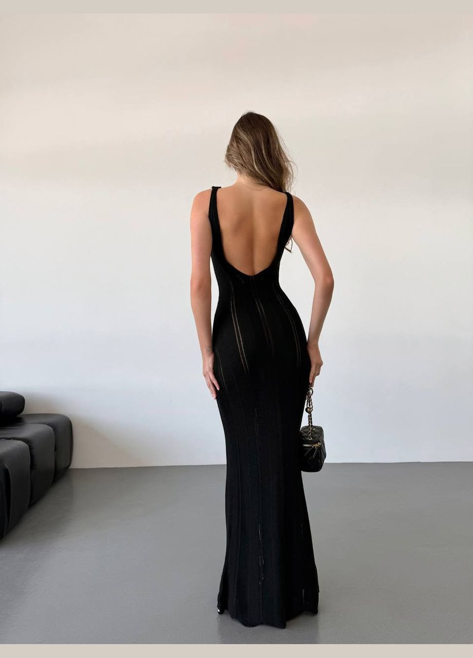 Чорна святковий, коктейльна, пляжна, повсякденний, кежуал елегантна в'язана сукня по фігурі No Brand