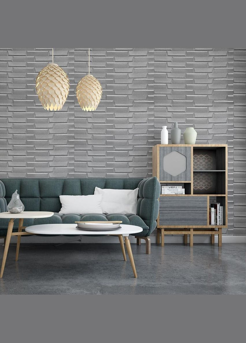 Самоклеящаяся 3D панель кладка серебро 3080x700x5мм SW00001760 Sticker Wall (300241758)