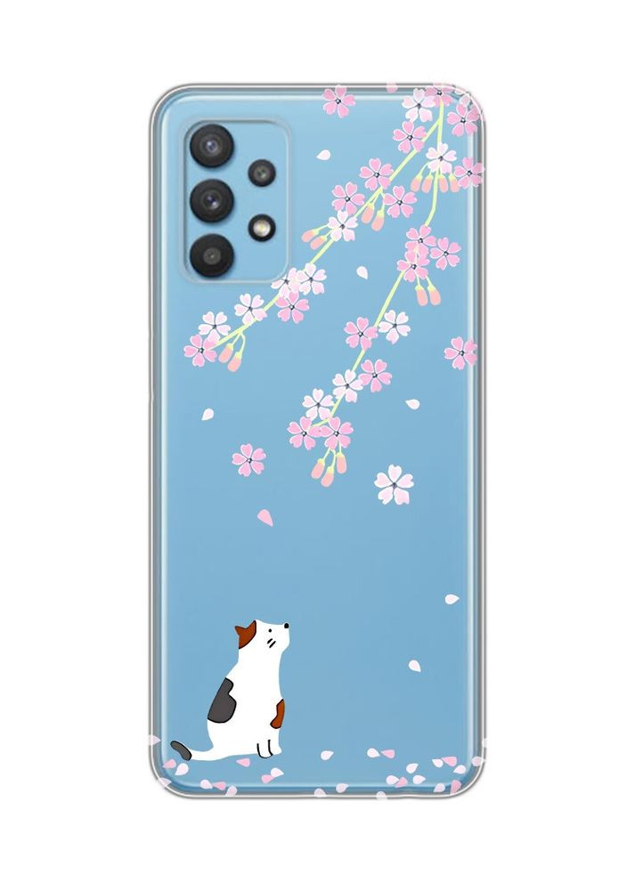 Чехол на Samsung Galaxy A32:: Котик и сакура (принт 283) Creative (360689653)