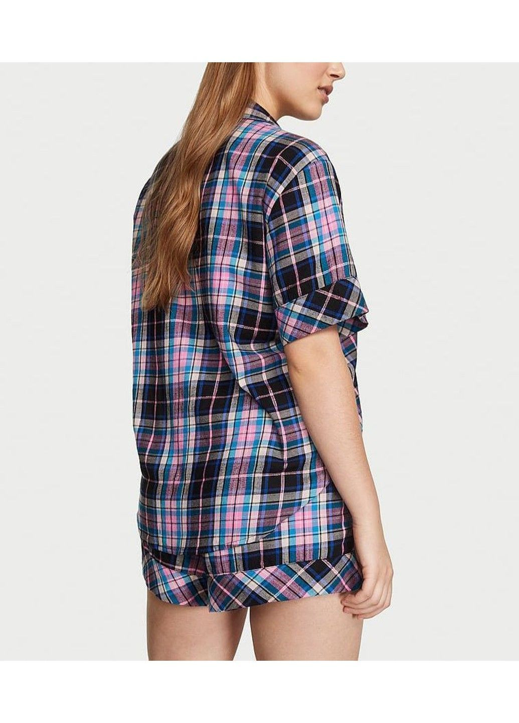 Сиреневая всесезон пижама с шортами flannel short pajama set Victoria's Secret