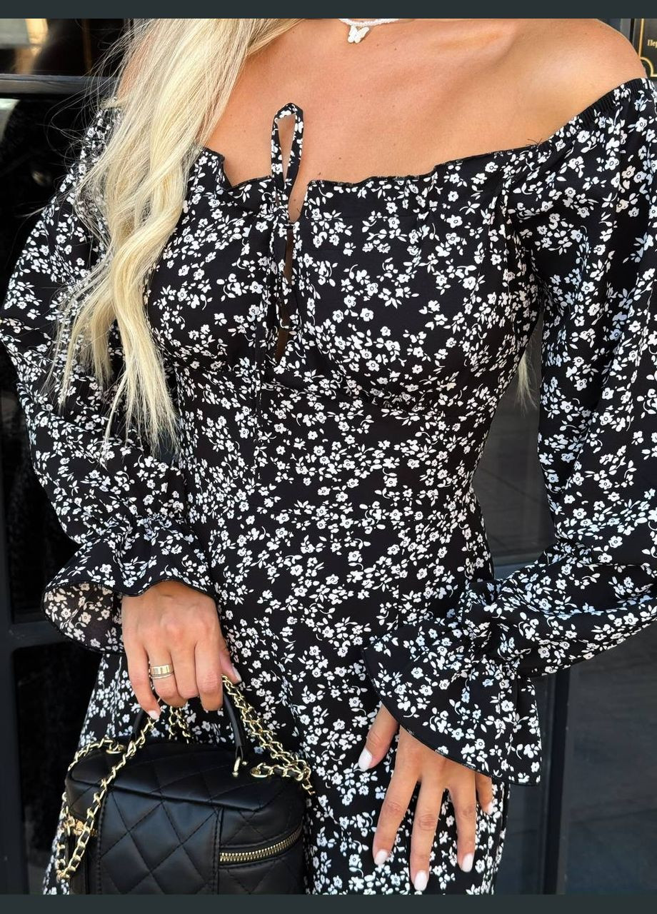 Черное универсальное платье миди Fashion