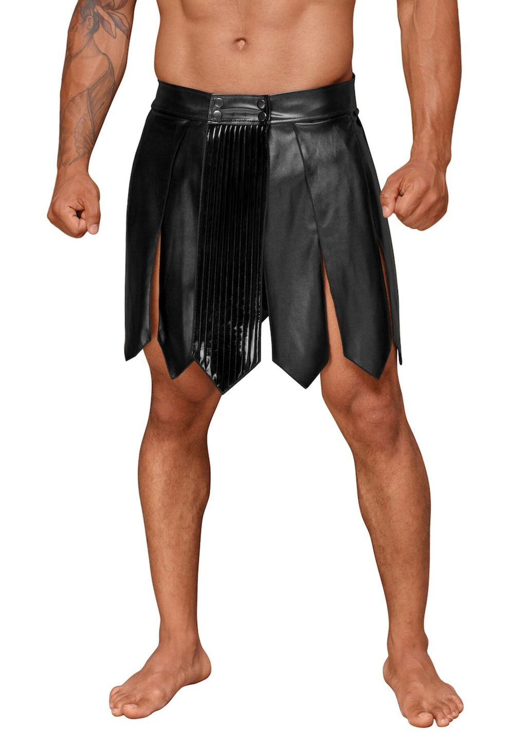 Чоловіча спідниця гладіатора H053 Eco leather men’s gladiator skirt Noir Handmade (297394134)