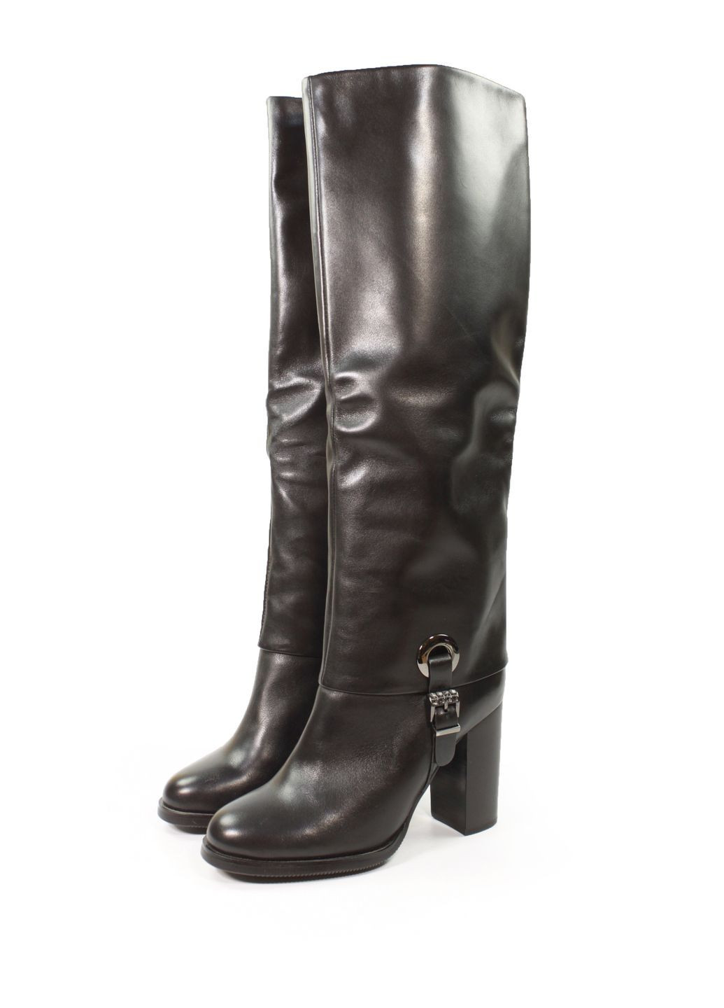 Осенние элегантные демисезонные женские сапоги из натуральной кожи ботфорты It-Girl с пряжкой