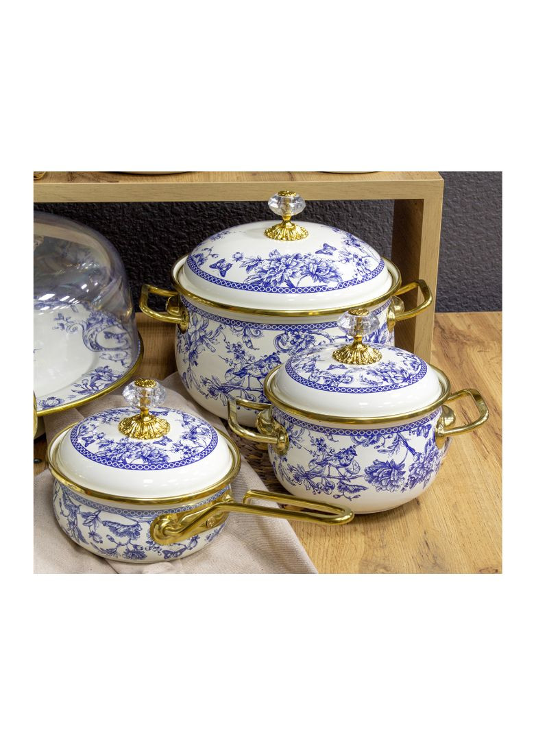 Каструля емальована "BUTTERFLY" з кришкою, 3,8 л, 20 см Elmani (329996840)