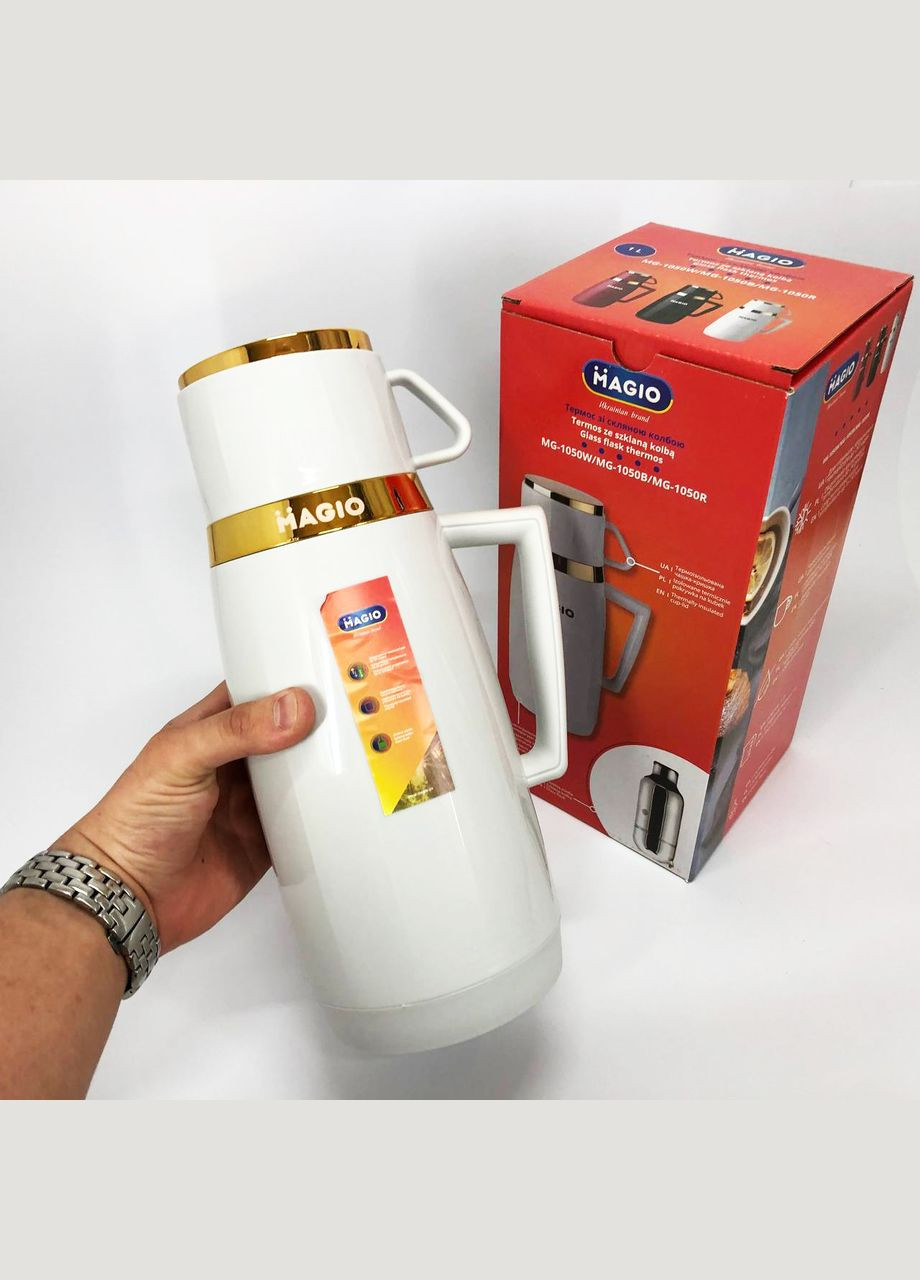 Термос MG-1050W со стеклянной колбой, Хороший небольшой термос, для питьевой воды. Цвет: Magio (364665739)