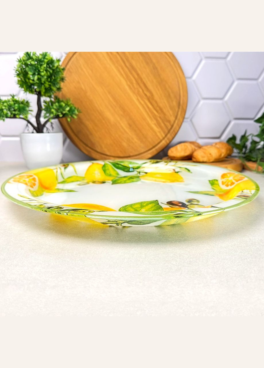 Большое стеклянное блюдо 37 см с высокими бортиками для сервировки блюд No Brand (322425989)